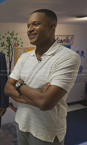 Craig Melvin’s white striped polo on Today