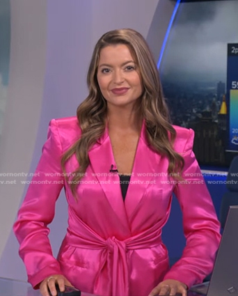 Dani’s pink tie waist blazer on Good Morning America