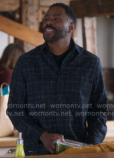 Danny’s navy crosshatch print shirt on The Four Seasons
