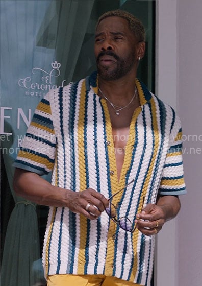 Danny’s striped crochet knit shirt on The Four Seasons