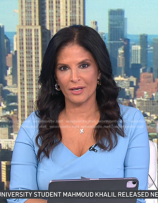 Darlene’s light blue elbow sleeve dress on Today