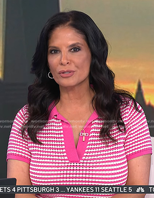Darlene’s pink stripe knit polo on Today