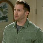 Derek’s green button down shirt on Beyond the Gates