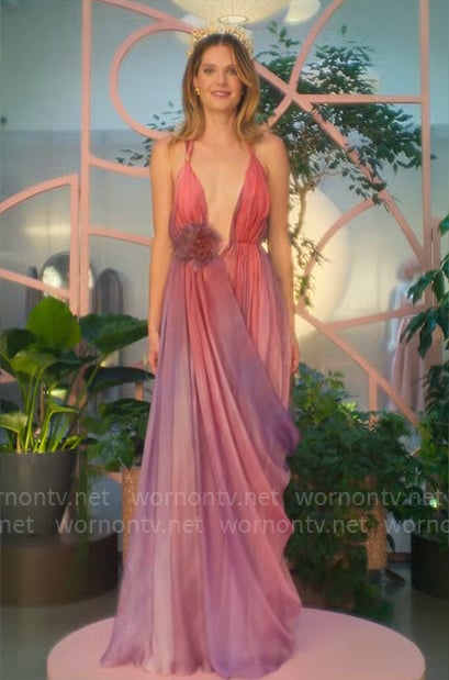 Devon’s pink ombre evening gown on Sirens