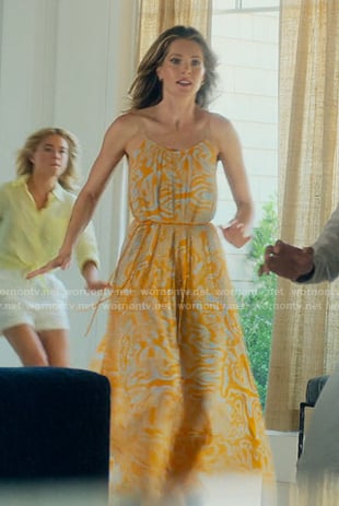 Devon’s printed maxi dress on Sirens