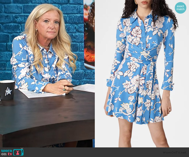 Diane von Furstenberg Didi Floral-Print Mini Wrap Shirtdress worn by Alison Triessl on Access Hollywood