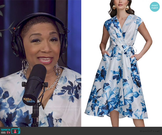 Donna Karan Floral Print A Line Dress worn by Deja Vu on Live with Kelly and Mark