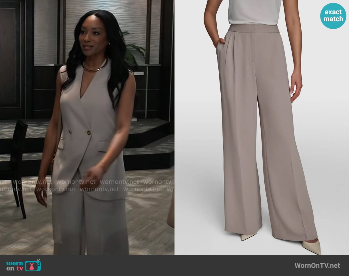 Donna Karan Pinstripe Wide Leg Pants worn by Jordan Ashford (Tanisha Mariko Harper) on General Hospital