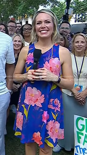 Dylan’s blue floral sleeveless dress on Today