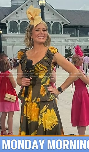 Dylan’s brown and yellow floral top and skirt on Today