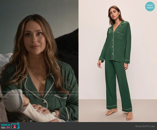 Eberjey Gisele PJ Set in Forest Green & Ivory worn by Maddie Kendall (Jennifer Love Hewitt) on 9-1-1