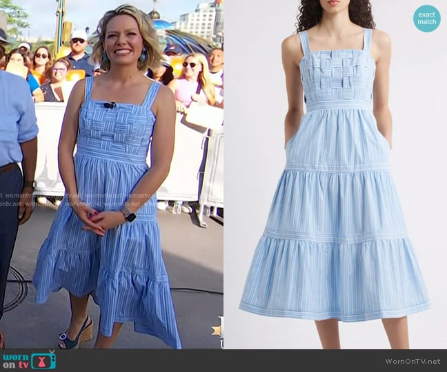 Eliza J Square Neck Basketweave Bodice Midi Dress worn by Dylan Dreyer on Today
