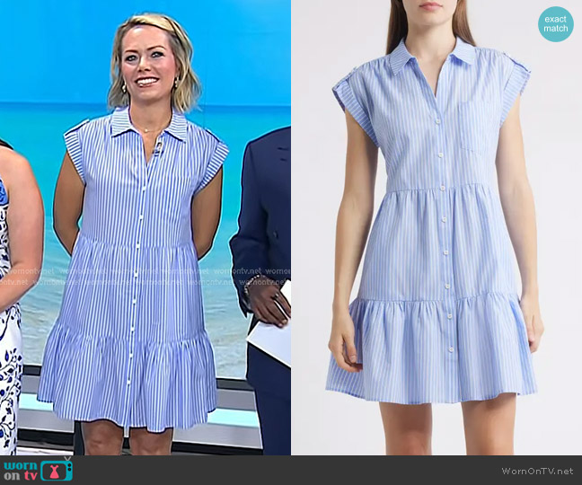 Eliza J Stripe Tiered Cotton Blend Shirtdress worn by Dylan Dreyer on Today