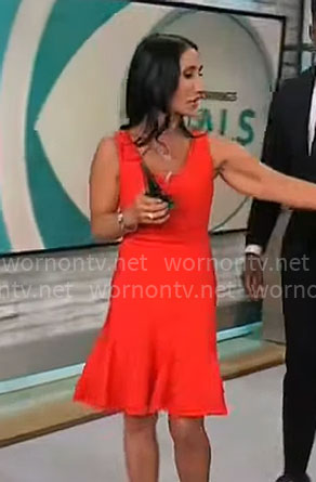 Elizabeth Werner’s red mini dress on CBS Mornings