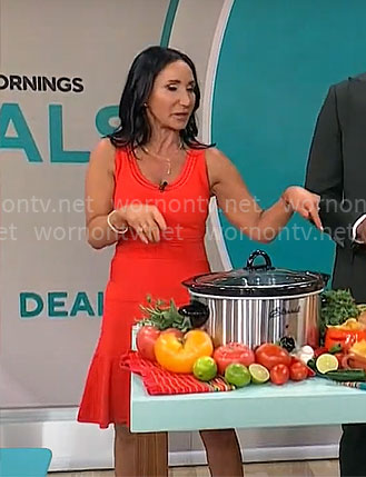 Elizabeth Werner’s red mini dress on CBS Mornings