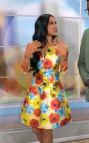 Elizabeth Werner’s yellow floral dress on CBS Mornings