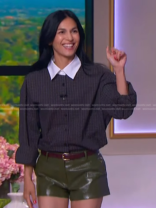 Elodie Yung’s check print top and shorts on The Jennifer Hudson Show