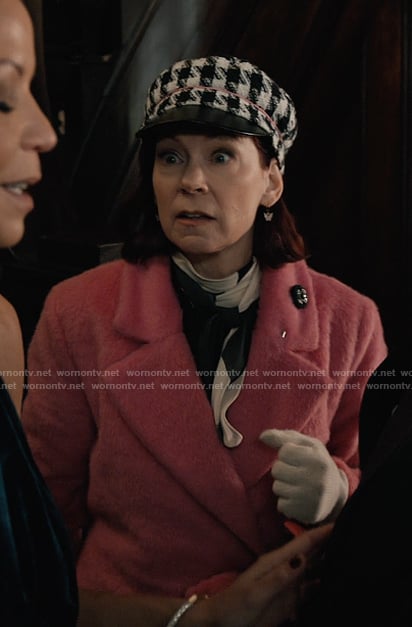 Elsbeth’s pink fur coat and cap on Elsbeth