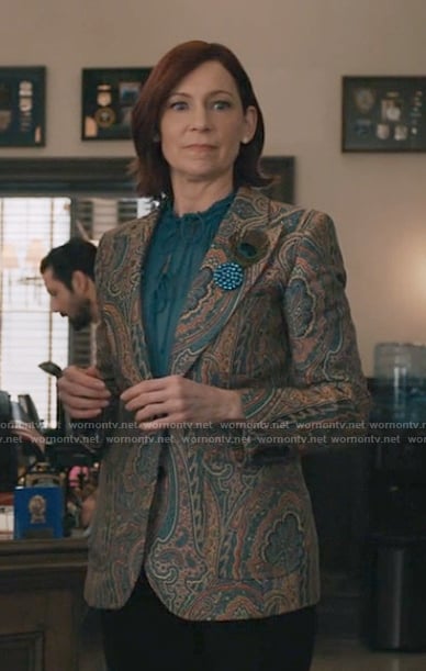 Elsbeth’s paisley print blazer on Elsbeth