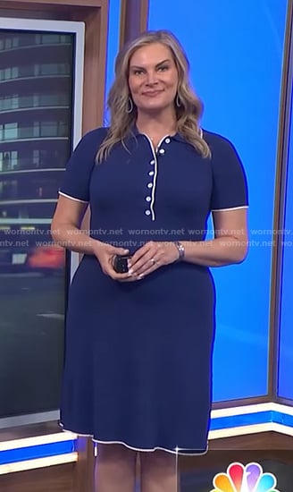 Emily’s blue contrast trim polo dress on Today