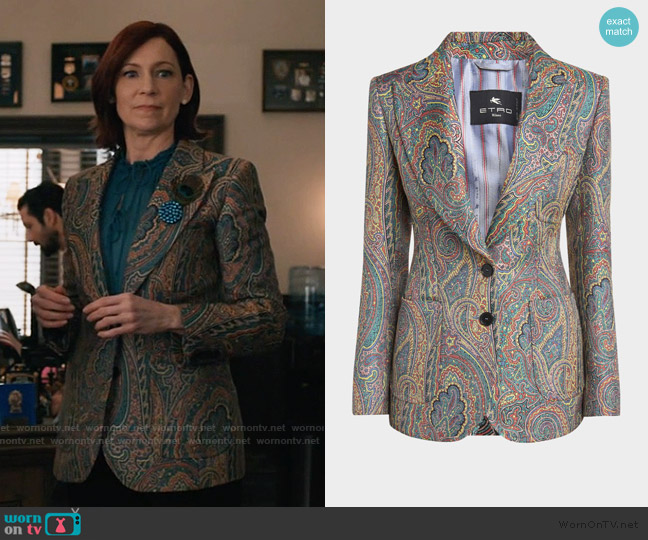 Etro Paisley Single-Breasted Blazer worn by Elsbeth Tascioni (Carrie Preston) on Elsbeth