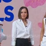 Eva’s dark grey pleated denim skirt on Good Morning America