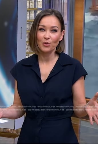 Eva’s navy short sleeve shirtdress on Good Morning America