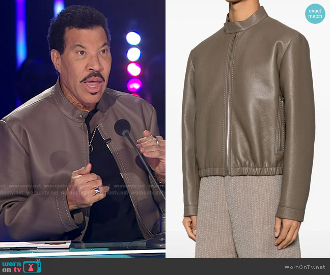 Fendi Pebbled-leather Jacket in Brown worn by Lionel Richie on American Idol