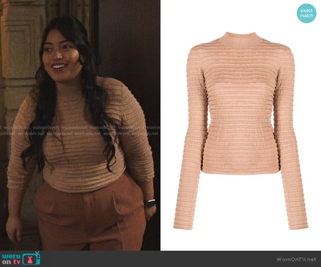 Frame Smocked Mock-neck Jumper worn by Petra (Keyla Monterroso Mejia) on The Studio