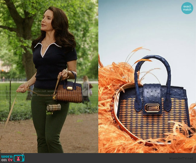 Fregoli Canvas Ostrich Leather Blend Bag worn by Charlotte York (Kristin Davis) on And Just Like That