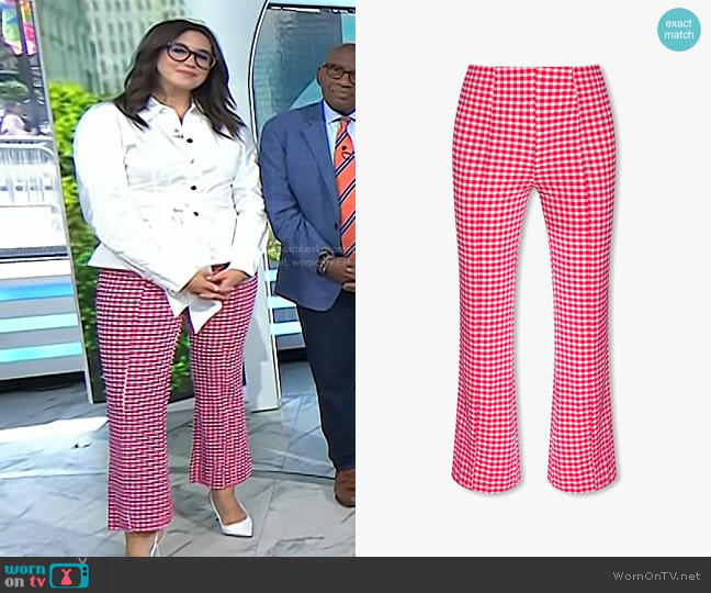 Ganni Check Trousers in Red worn by Savannah Sellers on Today