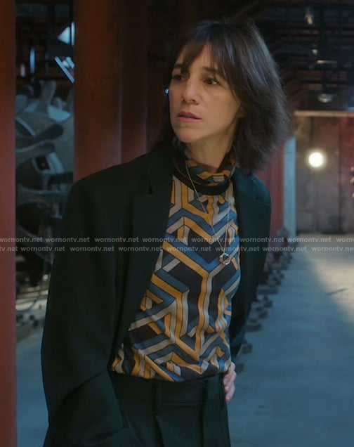 Genevieve’s geometric print top on Etoile