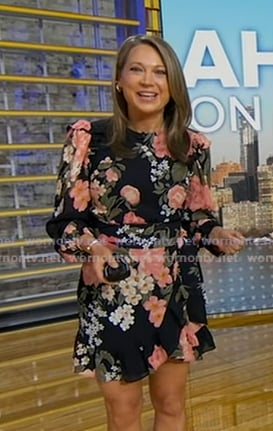 Ginger’s black floral mini dress on Good Morning America
