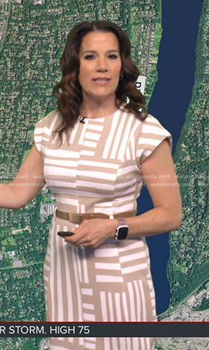 Heather’s geometric print belted dress on Good Morning America