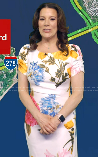 Heather’s white floral print short sleeve dress on Good Morning America