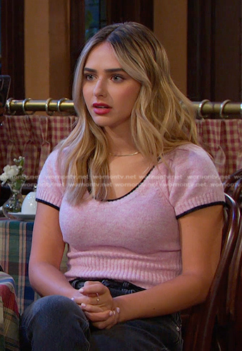 Holly’s pink short sleeve sweater on Days of our Lives