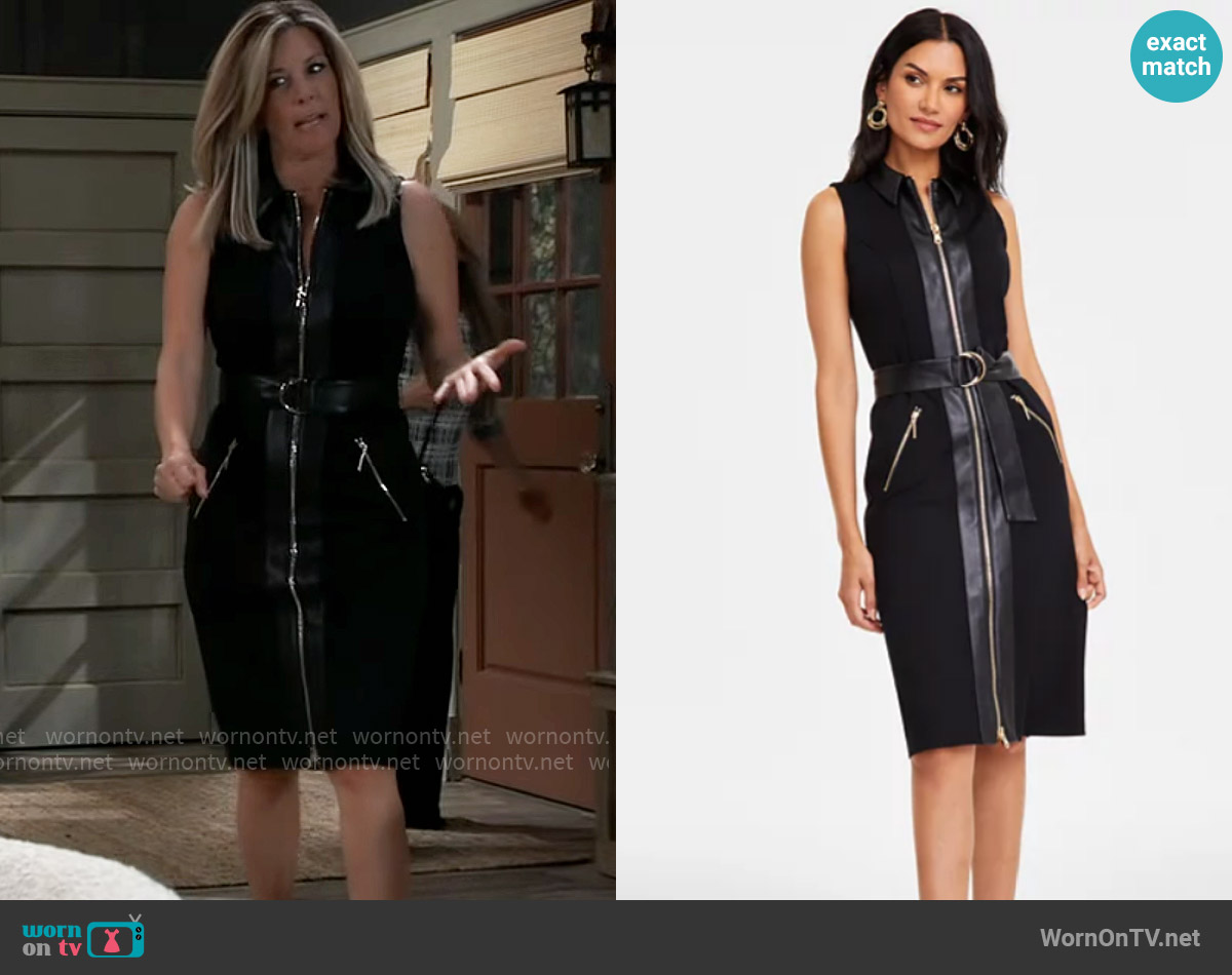 INC International Concepts Belted Mixed-Media Dress worn by Carly Spencer (Laura Wright) on General Hospital