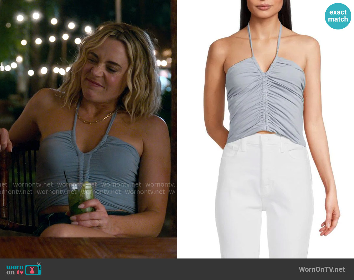 James Perse Ruched Halter Crop Top worn by Ginny (Erika Henningsen) on The Four Seasons