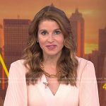 Jen Maxfield’s pink pleated v-neck dress on Today