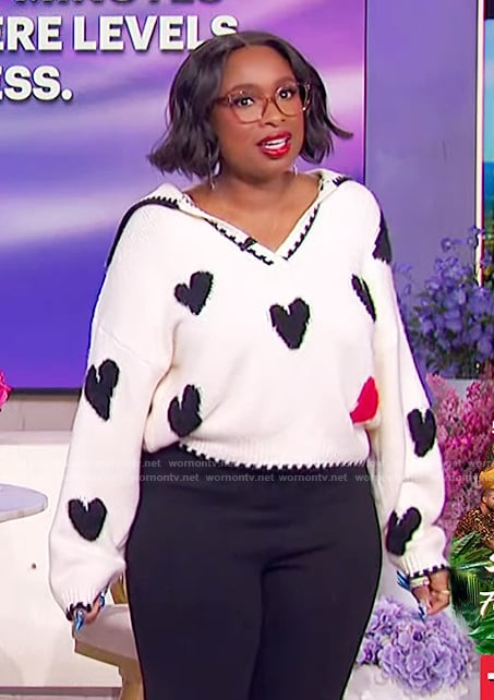 Jennifer’s heart knit sweater on The Jennifer Hudson Show