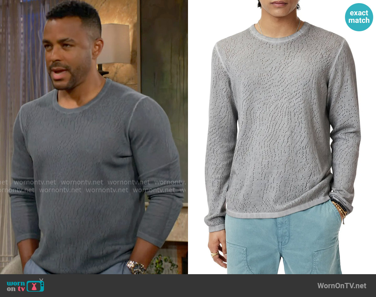 John Varvatos Camden Sweater worn by Nate Hastings (Sean Dominic) on The Young and the Restless
