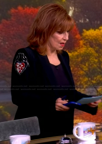 Joy’s black heart embellished blazer on The View
