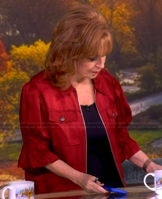 Joy’s red satin utility top on The View
