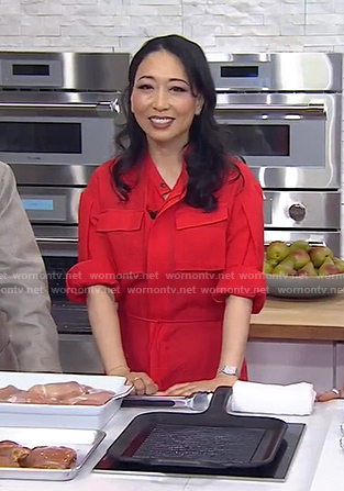 Judy Joo’s red patch pocket shirtdress on Today