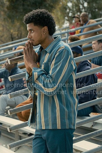 Justin’s blue vertical stripe shirt on Forever