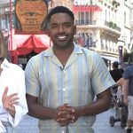 Justin’s stripe shirt and shorts on E! News