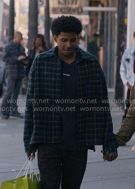Justin’s THRILLS t-shirt and checked overshirt on Forever