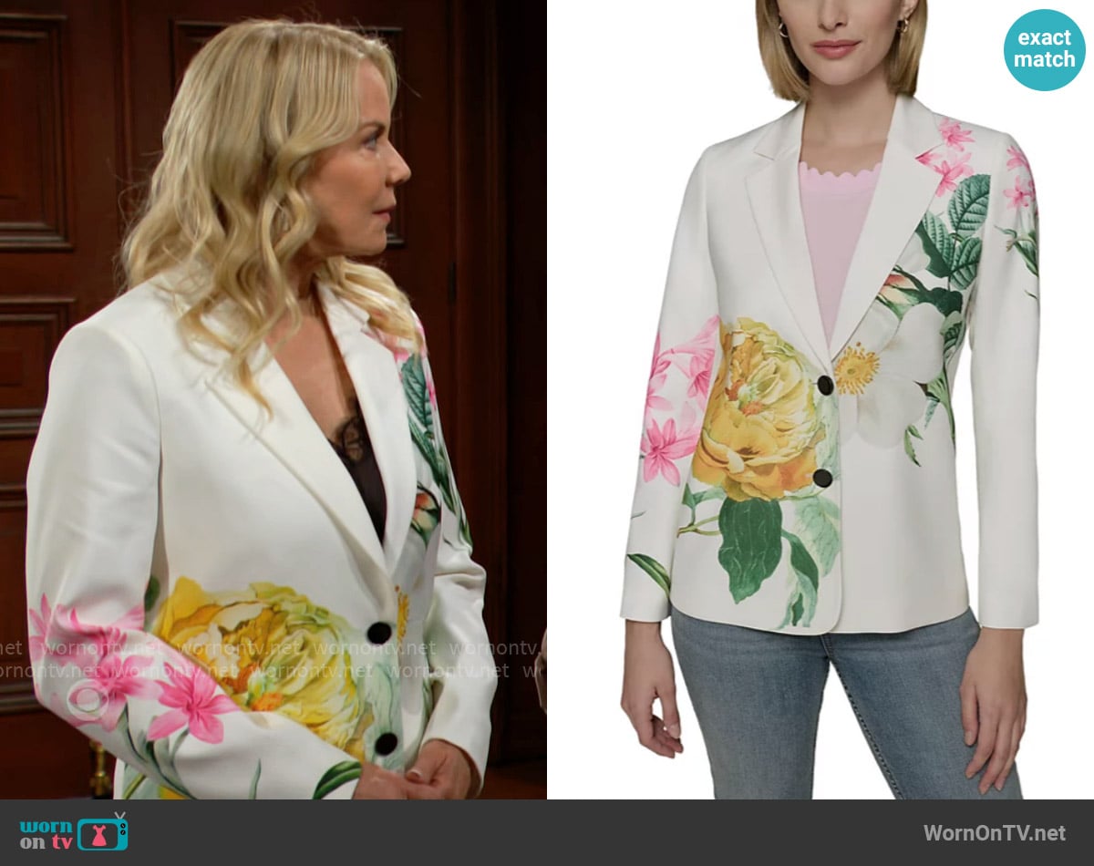 Karl Lagerfeld Paris Placed Floral Print Blazer worn by Brooke Logan (Katherine Kelly Lang) on The Bold and the Beautiful