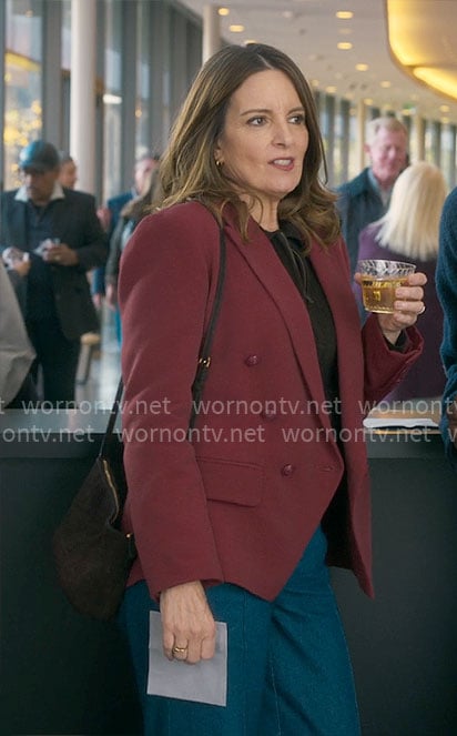 Kate’s red blazer and black zip sweater on The Four Seasons