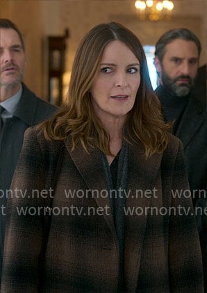 Kate’s brown plaid coat on The Four Seasons
